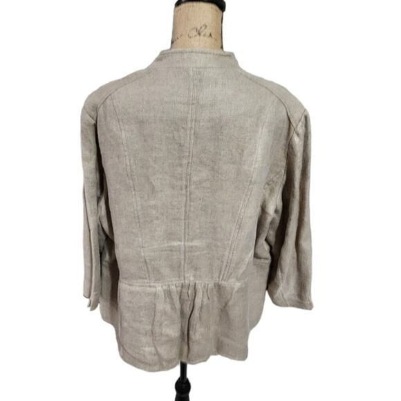 Michael Kors 100% Linen Flax and Metallic gold Peplum Jacket Blazer Plus Size 18 - Picture 3 of 8